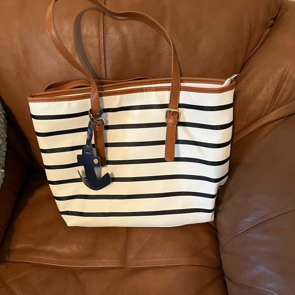 NWOT Coofit Nautical Striped Tote Bag - Blue and White